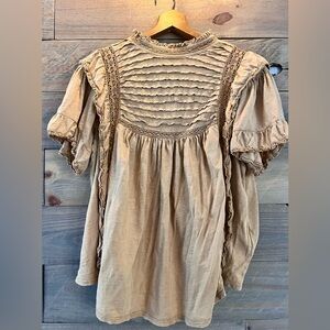 Free People Tan Ruffled Top